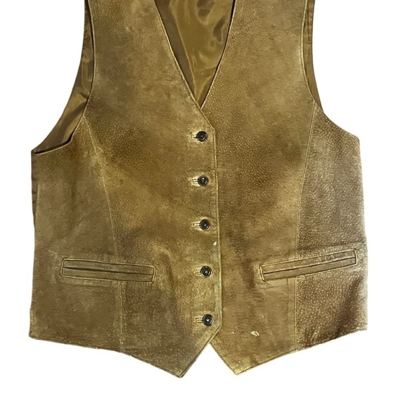 Vintage Ladies Suede 100% Leather Camel Vest Size Medium Fits like a Large - Picture 6 of 8